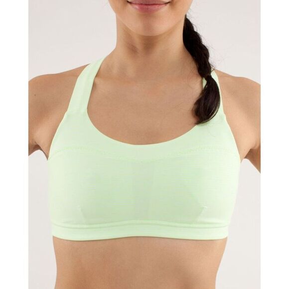 Lululemon Run: Hook Me Up Bra Wagon Stripe Faded Zap / Faded Zap Size 4 - Picture 1 of 7